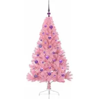 vidaXL Kunststof Voorverlichte Kerstboom met 150 LED Roze 150 cm PVC