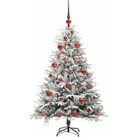vidaXL Kunstmatige Voorverlichte Kerstboom met Ballenset Groen 150 cm