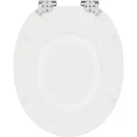 vidaXL Toiletbril Wit 44 x 38 cm Bewerkt hout