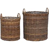 vidaXL Plantmand met opslag GENDT 2 st Natuurlijk Bruin Kubu Rattan