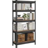 Songmics Sterke stellingkast met vijf lagen voor extra opbergruimte, Rustiek Bruin / 30T x 75B x 150H cm / 1