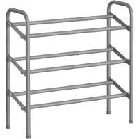 Songmics Schoenenrek met 2 niveaus bronzen schoenenopslag, Inktzwart / 3 niveaus (23 x 58 x 58 cm)