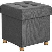 Songmics Kruk met deksel en opbergruimte, Donkergrijs / 38 x 38 x 40 cm