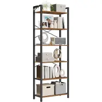 Vasagle Boekenkast met 6 lagen, Vintage bruin + inktzwart