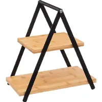 Secret De Gourmet Bamboe Serveerrek - 2-laags, Zwart, 28 x 15,6 x 29,3 cm