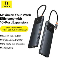 Baseus Docking Station 1in10 USB C plug - 2xHDMI RJ45 SD/TF USB3