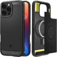 Spigen Rugged Armor MagSafe iPhone 16 Pro Hoesje Zwart