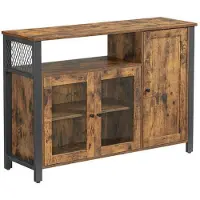 Vasagle Keukenkast met 3 deuren, vintage bruin-zwart