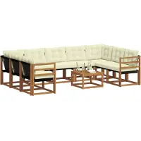 vidaXL - Buiten - bank - set - 10 - pcs - Natuurlijk - en - Crème - Massief - Acacia - Hout