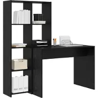 vidaXL Bureau met plank Zwart Eiken 138,5 x 55 x 143 cm Bewerkt hout