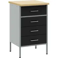 vidaXL Werkbank met lade met opslag Zwart en Grijs 50 x 55 x 85 cm
