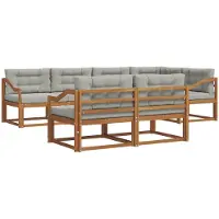 vidaXL Buiten bank set 8 st Naturel en lichtgrijs