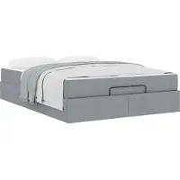 vidaXL Bedframe met matras 2 st Lichtgrijs Stof