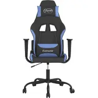 vidaXL Massage gamestoel stof zwart en blauw