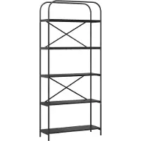 vidaXL Boekenplank 5-laags 80 x 30 x 183 cm Bewerkt hout Zwart Eiken