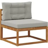 vidaXL Buiten bank set met kussen 4 pcs Natuurlijk en Licht Grijs