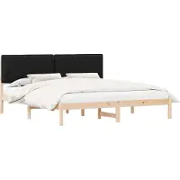 vidaXL Bedframe met Gevoerde Hoofdbord Zwart 180 x 200 cm