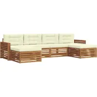 vidaXL Buiten bank set 6 st Natuurlijk en Crème Massief Acacia Hout