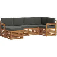 vidaXL Buiten bank set 6 st Natuurlijk en Antraciet Polyester