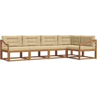 vidaXL Buiten bank set 5 st Natuurlijk en Beige