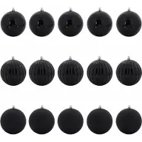 vidaXL Kerstbal Set XL 15 st Zwart Ø 10 cm Kunststof LED's