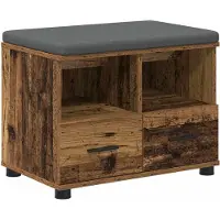 vidaXL Hallenbank Oudhout 60 x 38 x 46 cm Geengineerd Hout en Stof