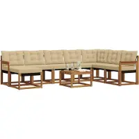 vidaXL Buiten bank set 9 st Natuurlijk en Beige