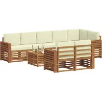 vidaXL Buiten bank set 9 st Natuurlijk en Crème Polyester