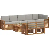 vidaXL Buiten bank set 9 st Natuurlijk en Licht Grijs Polyester