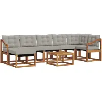 vidaXL Buiten bank set 8 st Natuurlijk en Licht Grijs