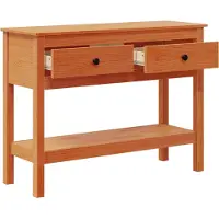 vidaXL Wandtafel met lade Wasbruin 100 x 35 x 75 cm Massief Vurenhout