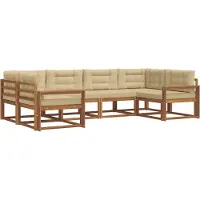 vidaXL Buiten bank set 6 st Natuurlijk en Beige