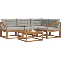 vidaXL Buiten bank set 5 st Natuurlijk en Licht Grijs