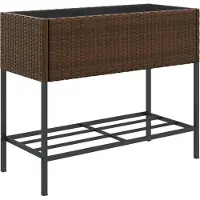vidaXL Plantenbak met schap poly rattan bruin