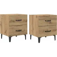 vidaXL Bedkast 2 st Artisan Eiken 40 x 35 x 47,5 cm Bewerkt hout