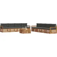vidaXL Buiten bank set 9 st Natuurlijk en Antraciet