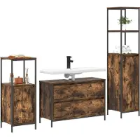 vidaXL Badkamermeubel Set 3 st Rook Eiken 90 x 34,5 x 60 cm