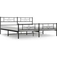 vidaXL Bedframe met hoofd- en voeteneinde metaal zwart 200x200 cm