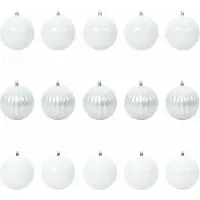 vidaXL Kerstbal Set XL 15 st Wit Ø 10 cm Kunststof LED's