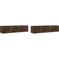vidaXL Wandkasten 2 st 75x18x16,5 cm bewerkt hout bruin eikenkleur