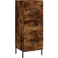 vidaXL Hoge kast 34,5x34x180 cm bewerkt hout gerookt eikenkleurig