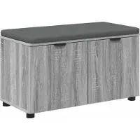 vidaXL Hallenbank met kussen met plank Grijze Sonoma 80 x 38 x 46 cm