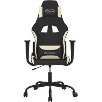 vidaXL Gamestoel stof zwart en crème