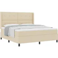 vidaXL Boxspring bed met kussen met hoofdeinde Crème 200 x 180 cm Stof