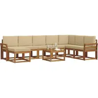 vidaXL Buiten bank set 9 st Natuurlijk en Beige