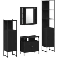 vidaXL Badkamermeubel Set 4 st Zwart Eiken 33 x 33 x 185,5 cm