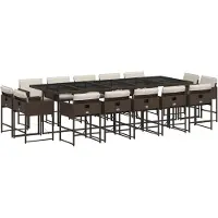 vidaXL 15-delige Tuinset met kussens poly rattan bruin