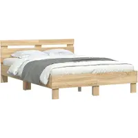 vidaXL Bedframe met hoofdeinde bewerkt hout sonoma eiken 120x190 cm