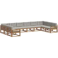 vidaXL Buiten bank set 10 st Naturel en lichtgrijs