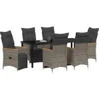 vidaXL Tuin Eettafel Set 7 st Grijs poly rattan